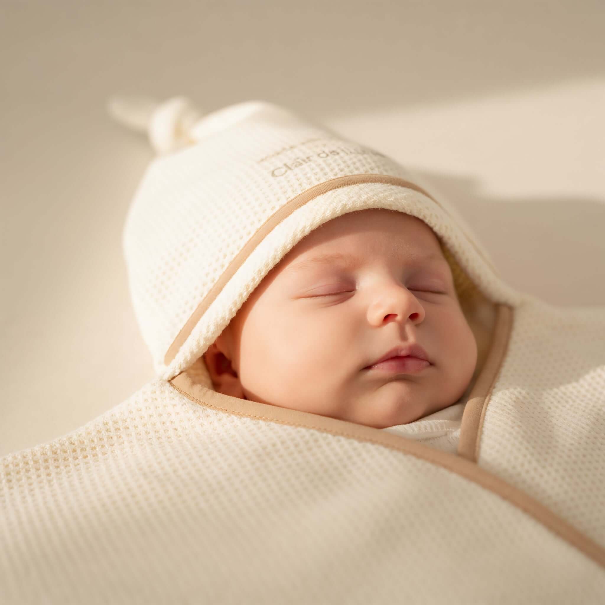 Baby relaxing in the Sunny Day Organic Star Breathable Wrap | Top 5 Newborn Essentials for Spring 2026 - Clair de Lune UK