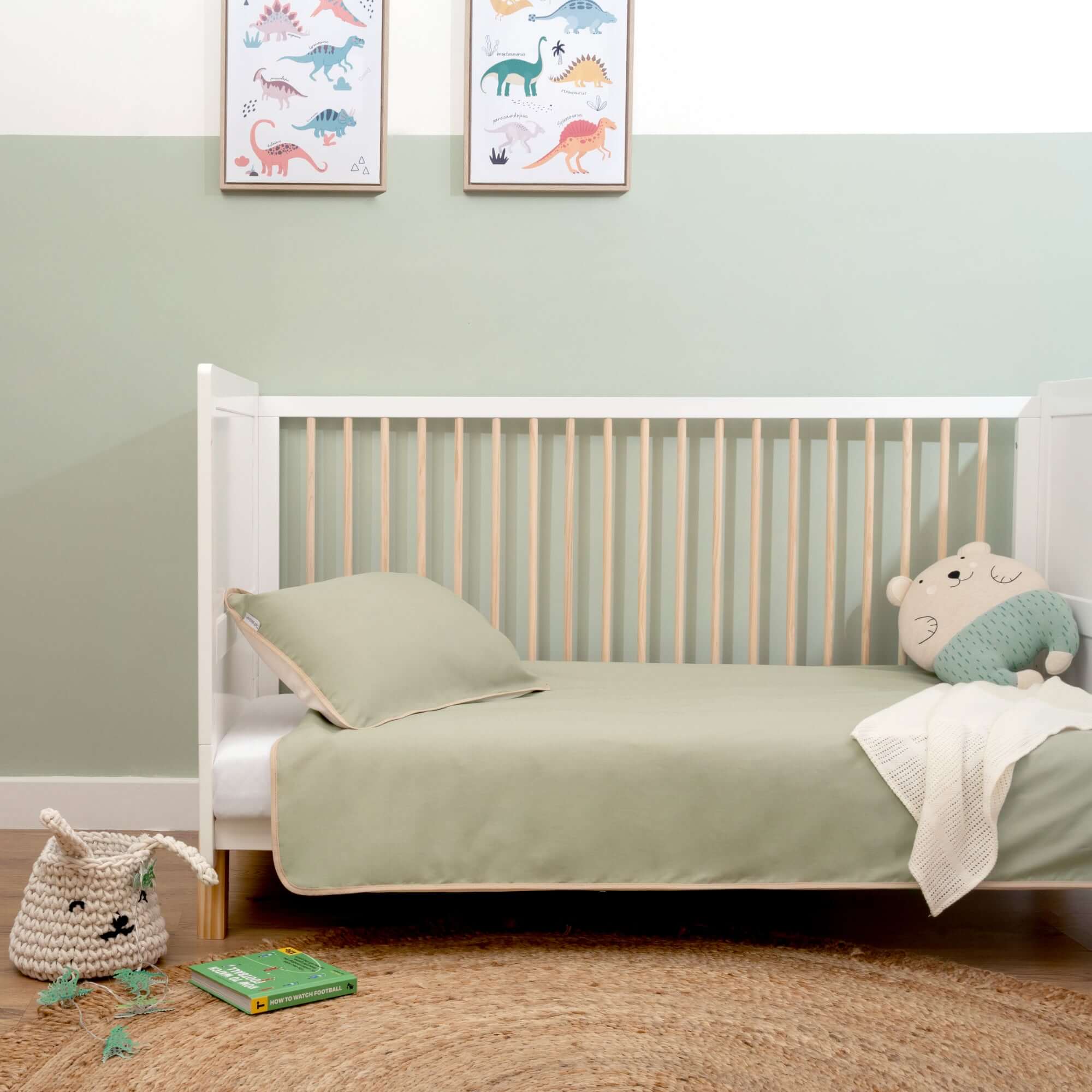 Organic Reversible Toddler Bedding on the Essentials Cot Bed | Nursery Furniture | Parenting tips and advice - Clair de Lune UK