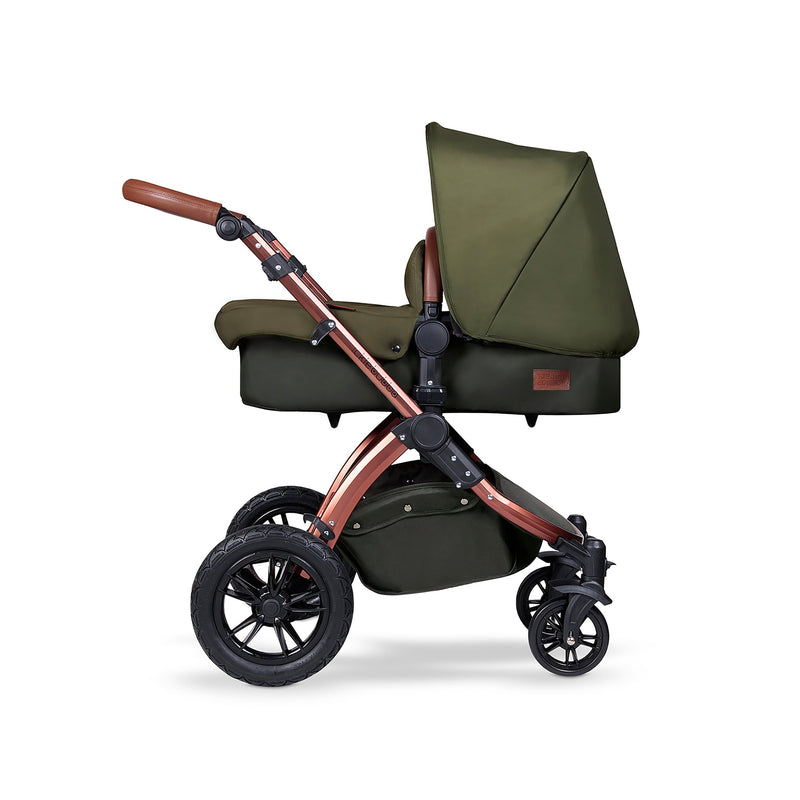 The carrycot of the Woodland Green Ickle Bubba Stomp V4 2 in 1 Pushchair & Carrycot | Pushchairs and Travel Systems | Baby & Kid Travel - Clair de Lune UK