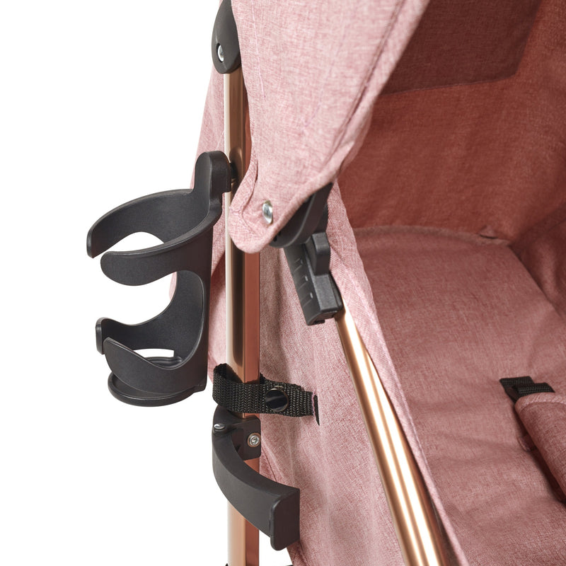 The cup holder of the Dusty Pink Ickle Bubba Discovery Max Stroller | Pushchairs and Travel Systems | Baby & Kid Travel - Clair de Lune UK