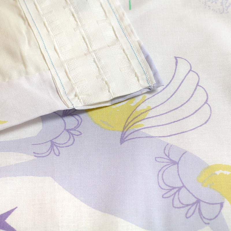 The Unicorn print of the Bedlam Rainbow Unicorn Pencil Pleat Curtains - 66" Width x 72" Drop | Curtains | Nursery Decorations | Nursery Furniture - Clair de Lune UK