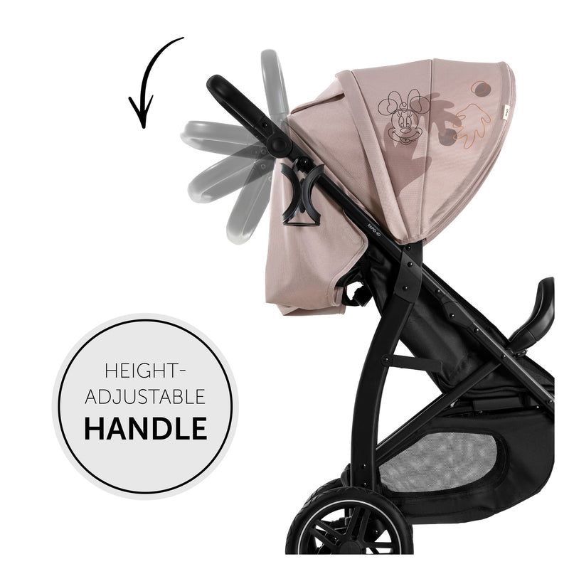The adjustable push handle of the Minnie Mouse Rose Hauck Rapid 4D Pushchair | Strollers | Pushchairs, Carrycots & Car Seats Baby | Travel Essentials - Clair de Lune UK