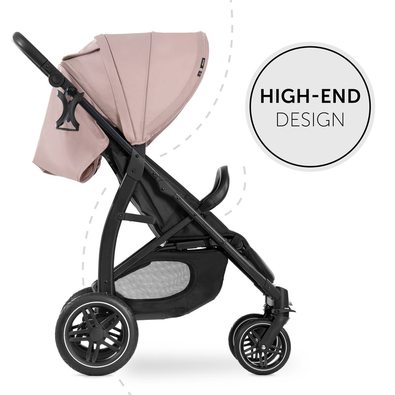 The side of the Pastel Pink Hauck Rapid 4D Pushchair | Strollers | Pushchairs, Carrycots & Car Seats Baby | Travel Essentials - Clair de Lune UK