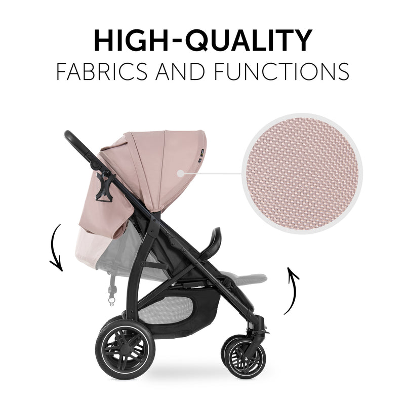 The adjustable back of the Pastel Pink Hauck Rapid 4D Pushchair | Strollers | Pushchairs, Carrycots & Car Seats Baby | Travel Essentials - Clair de Lune UK