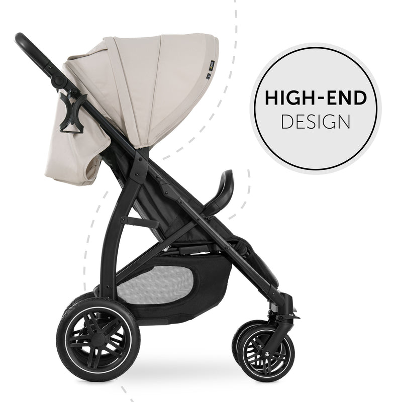 The side of the Beige Hauck Rapid 4D Pushchair | Strollers | Pushchairs, Carrycots & Car Seats Baby | Travel Essentials - Clair de Lune UK