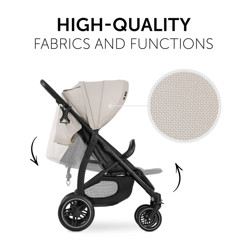 The adjustable back of the Beige Hauck Rapid 4D Pushchair | Strollers | Pushchairs, Carrycots & Car Seats Baby | Travel Essentials - Clair de Lune UK