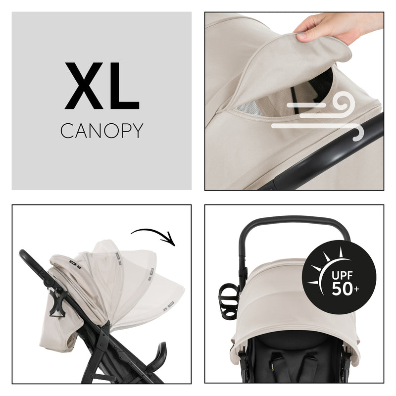 The adjustable elements of the Beige Hauck Rapid 4D Pushchair | Strollers | Pushchairs, Carrycots & Car Seats Baby | Travel Essentials - Clair de Lune UK