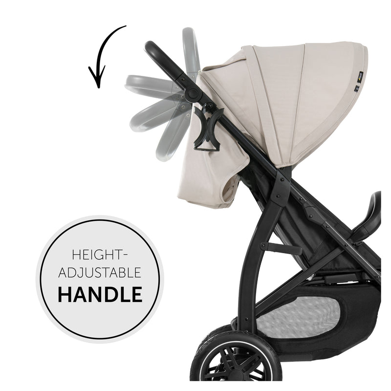 The adjustable push handle of the Beige Hauck Rapid 4D Pushchair | Strollers | Pushchairs, Carrycots & Car Seats Baby | Travel Essentials - Clair de Lune UK