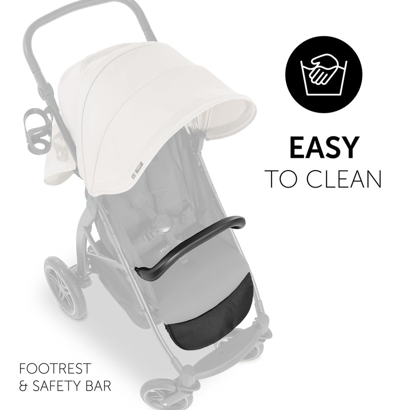 The footrest and safety bar of the Beige Hauck Rapid 4D Pushchair | Strollers | Pushchairs, Carrycots & Car Seats Baby | Travel Essentials - Clair de Lune UK