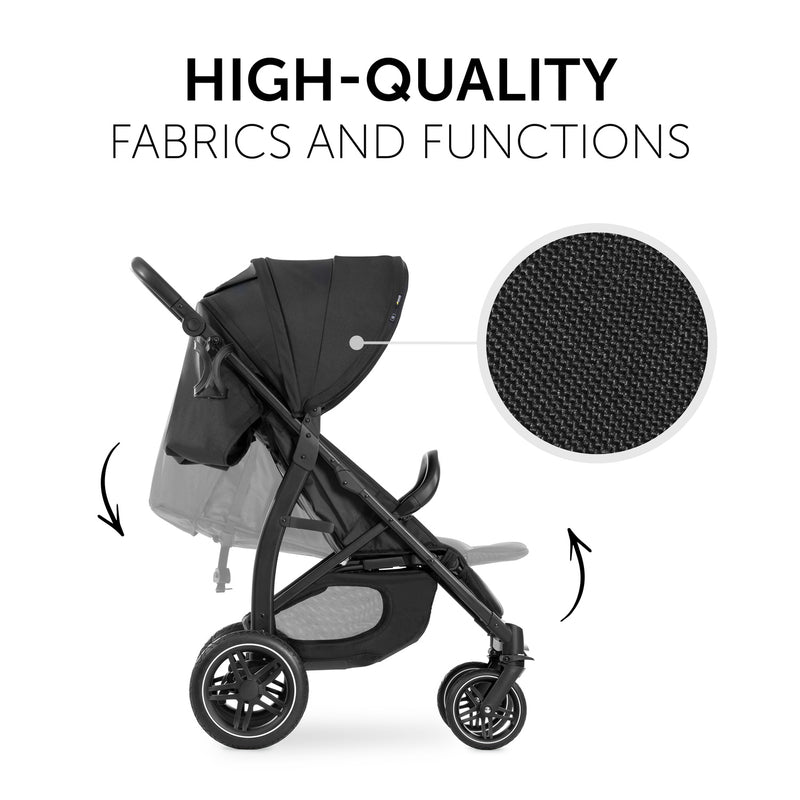 The adjustable back of the Black Hauck Rapid 4D Pushchair | Strollers | Pushchairs, Carrycots & Car Seats Baby | Travel Essentials - Clair de Lune UK