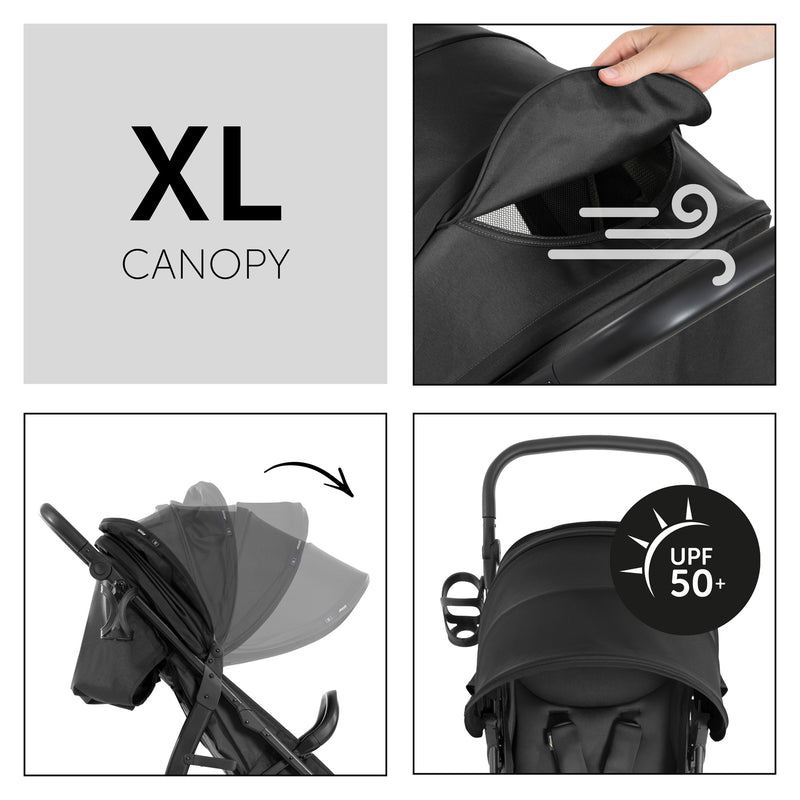 The adjustable elements of the Black Hauck Rapid 4D Pushchair | Strollers | Pushchairs, Carrycots & Car Seats Baby | Travel Essentials - Clair de Lune UK