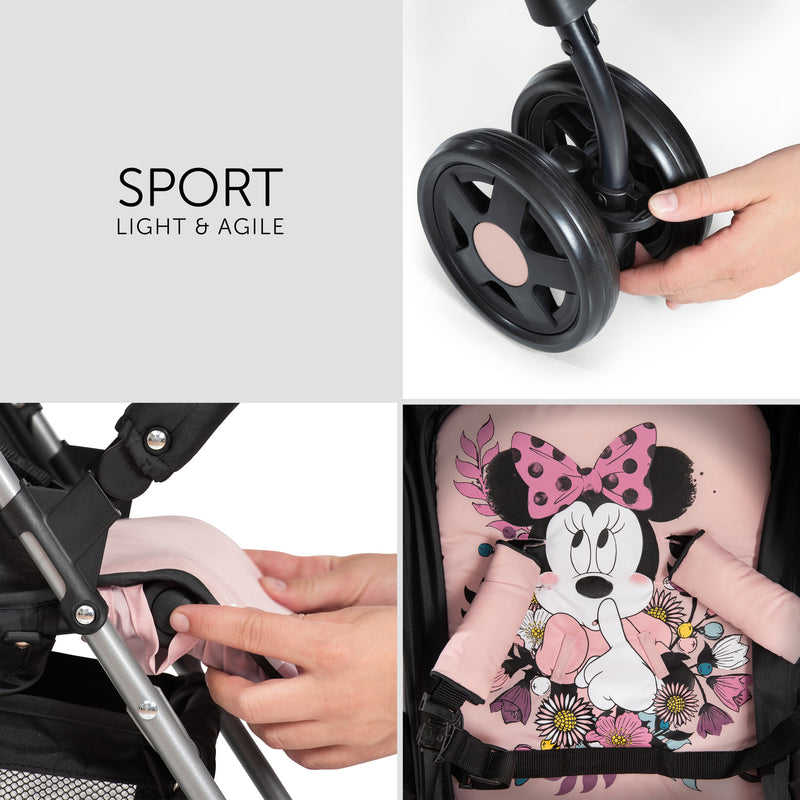 The safety features of the pink Minnie Sweetheart Hauck Disney Sport Pushchair | Strollers, Pushchairs & Prams | Pushchairs, Carrycots & Car Seats Baby | Travel Essentials - Clair de Lune UK