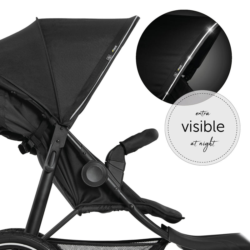 The adjustable safety handle of the Black Hauck Runner 2 Pushchair | Strollers | Pushchairs, Carrycots & Car Seats Baby | Travel Essentials - Clair de Lune UK