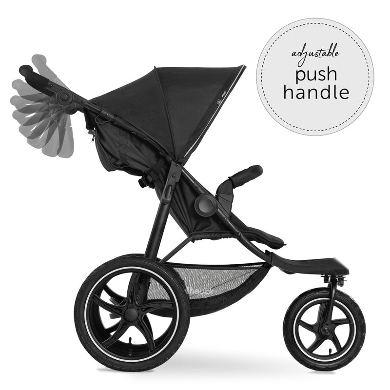 The adjustable handle of the Black Hauck Runner 2 Pushchair | Strollers | Pushchairs, Carrycots & Car Seats Baby | Travel Essentials - Clair de Lune UK
