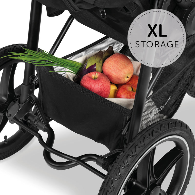 The large shopping basket of the Black Hauck Runner 2 Pushchair | Strollers | Pushchairs, Carrycots & Car Seats Baby | Travel Essentials - Clair de Lune UK