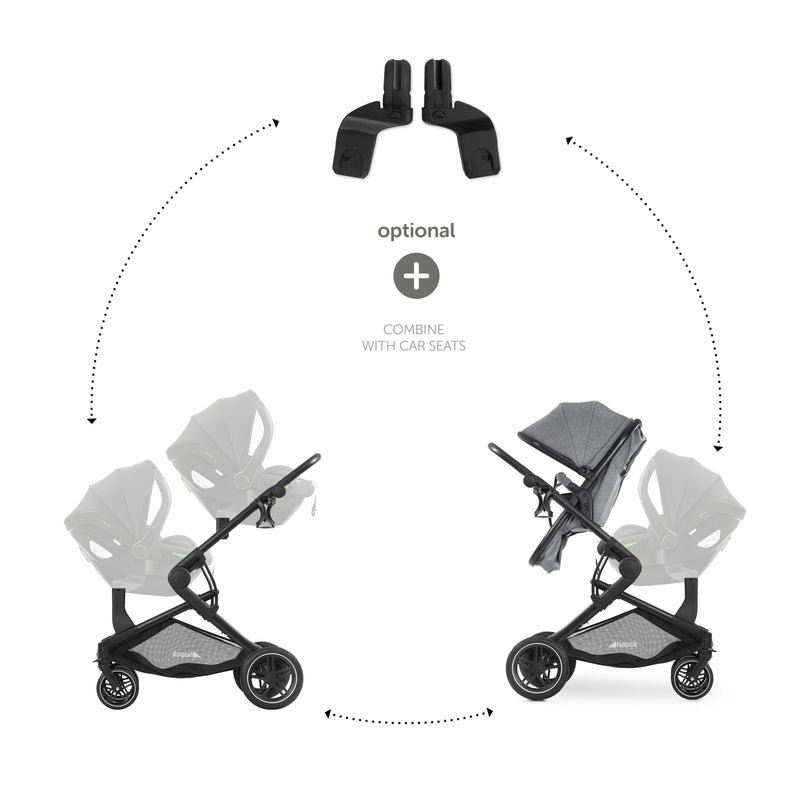 Hauck Atlantic Twin Tandem Pushchair transformed to two different ways for different ages | Strollers, Pushchairs & Prams | Pushchairs, Carrycots & Car Seats Baby | Travel Essentials - Clair de Lune UK