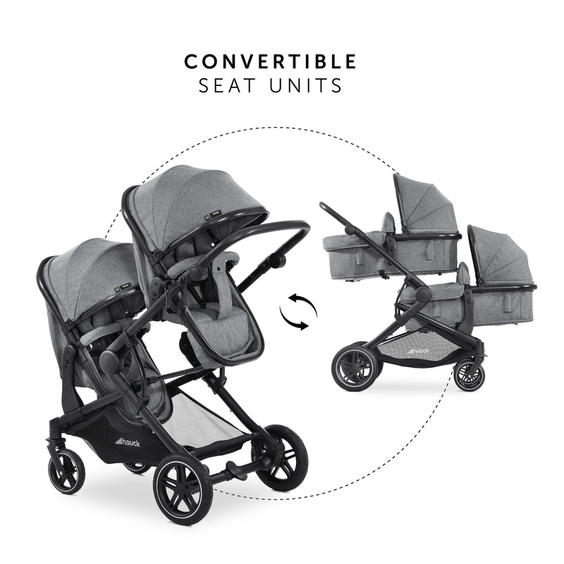 Two transformations of the Hauck Atlantic Twin Tandem Pushchair | Strollers, Pushchairs & Prams | Pushchairs, Carrycots & Car Seats Baby | Travel Essentials - Clair de Lune UK