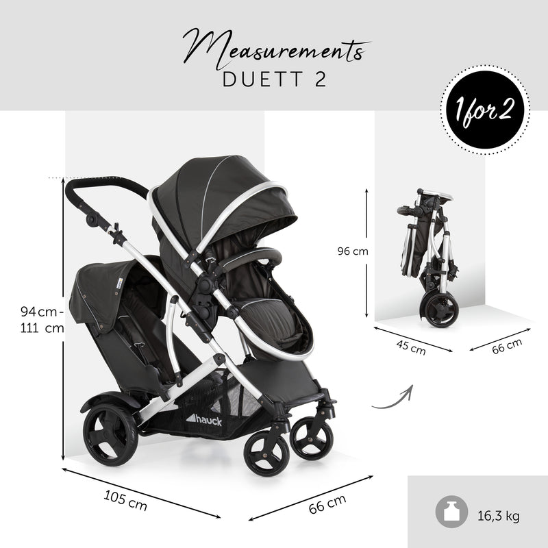 The dimension of the Hauck Duett 2 Tandem Pushchair | Strollers, Pushchairs & Prams | Pushchairs, Carrycots & Car Seats Baby | Travel Essentials - Clair de Lune UK