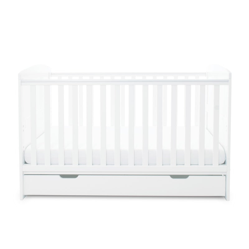 White Ickle Bubba Coleby Classic Cot Bed as a junior bed with drawer | Cots, Cot Beds & Toddler Beds | Nursery Furniture - Clair de Lune UK
