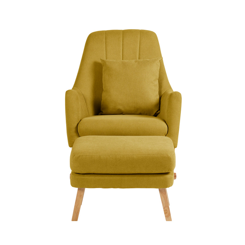 The front of the Ochre Ickle Bubba Eden Deluxe Nursery Rocking Chair with stool | Nursing & Feeding Chairs | Nursery Furniture - Clair de Lune UK