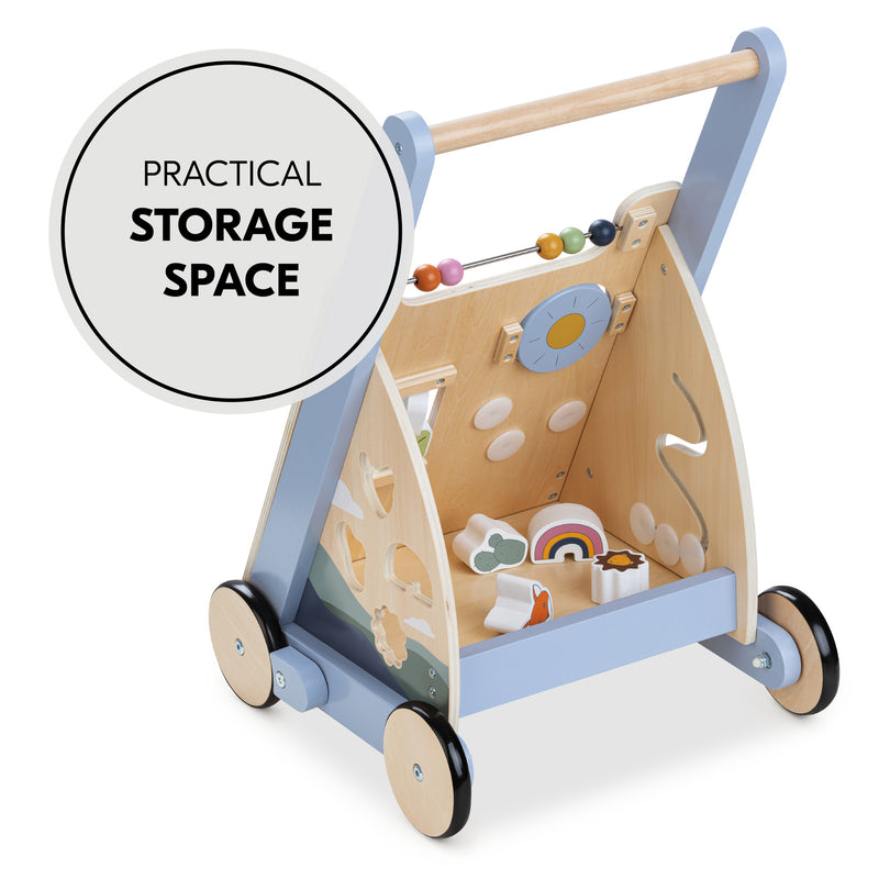 The extra storage of the Hauck Learn to Walk Montessori Baby Walker | Baby Walkers and Ride On Toys | Montessori Activities For Babies & Kids | Toys | Baby Shower, Birthday & Christmas Gifts - Clair de Lune UK