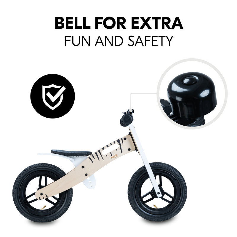 The safety features of the Zebra Blue Hauck Balance N Ride Balance Bike | Toddler Bikes | Montessori Activities For Babies & Kids - Clair de Lune UK