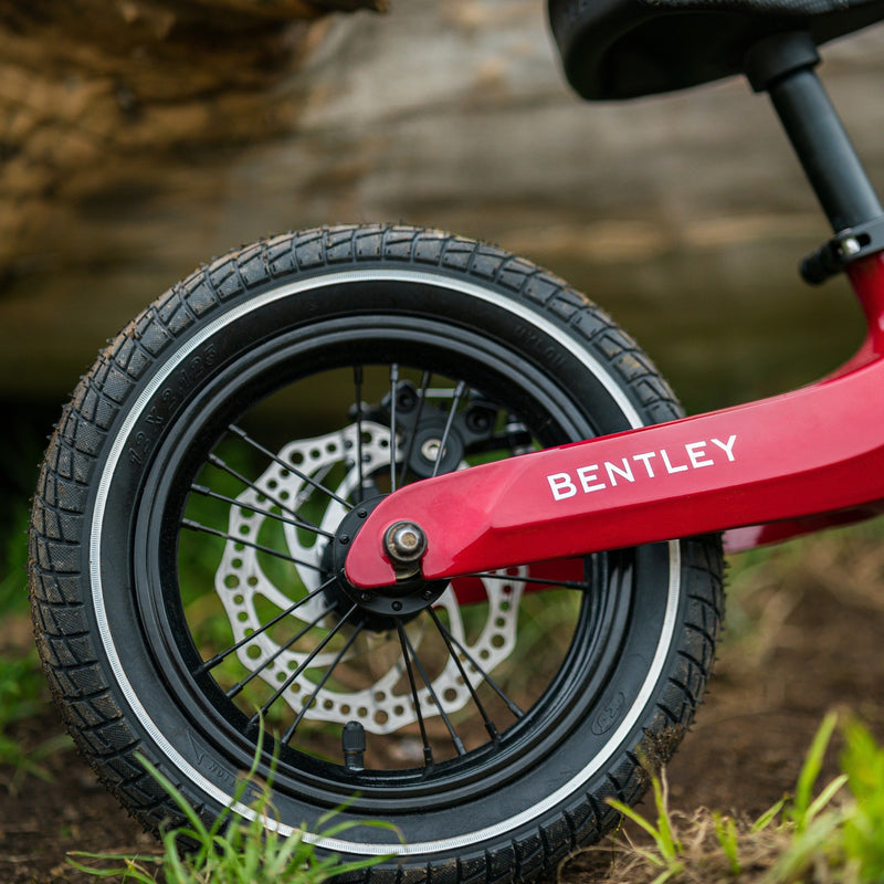 The sturdy wheel of the Dragon Red Bentley Balance Bike | Toddler Bikes | Montessori Activities For Babies & Kids - Clair de Lune UK