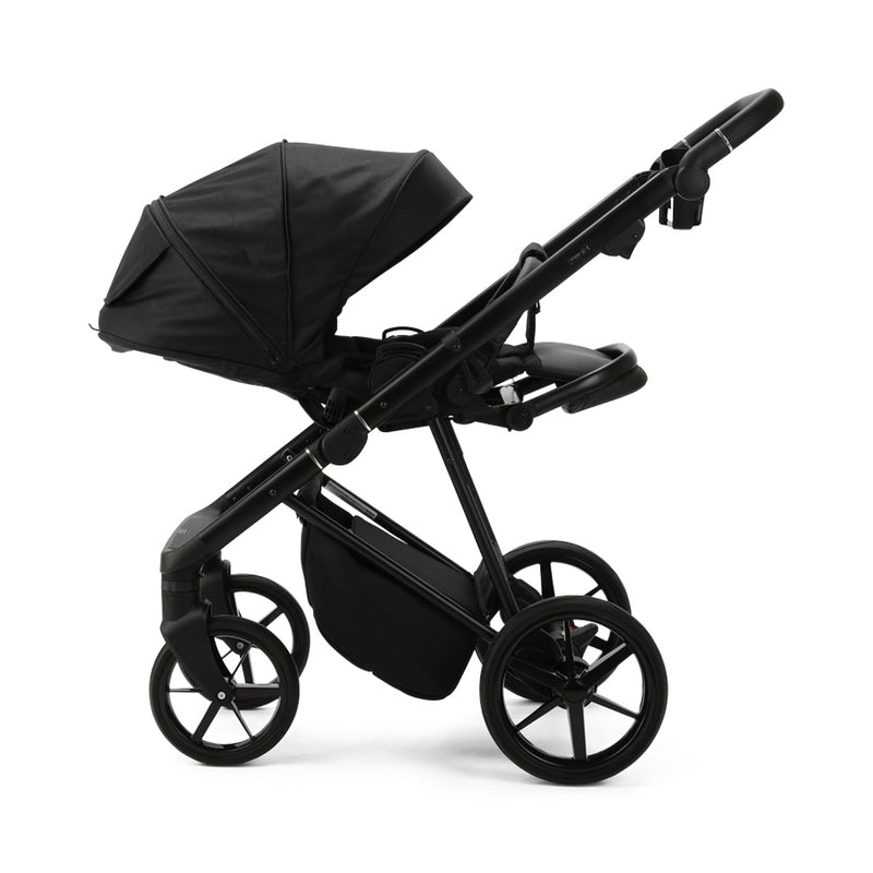 Black Mee-go 2in1 Milano Evo Pushchair (With Carrycot) with the adjustable seat unit | Pushchairs and Travel Systems | Baby & Kid Travel - Clair de Lune UK