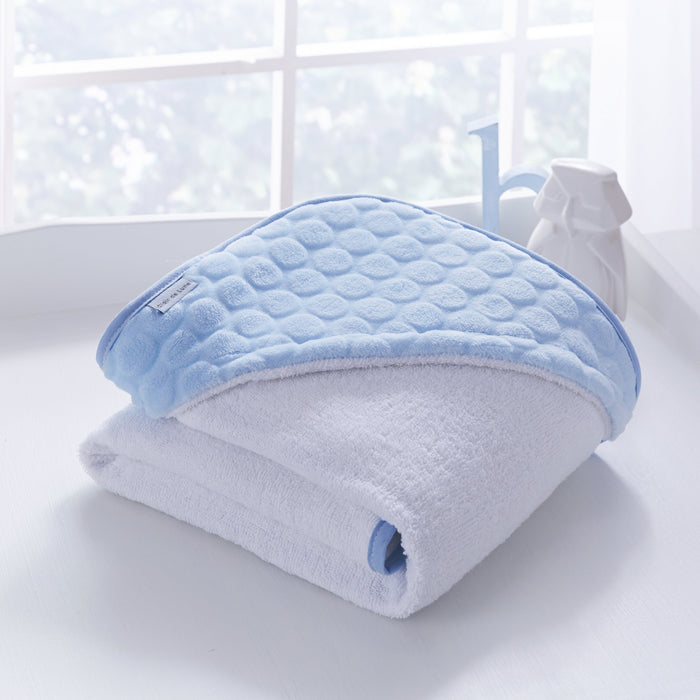 Folded blue Marshmallow hooded towel from the blue Baby Shower Gift Set | Newborn Hampers | Baby Gift Sets | Baby Shower, Birthday & Christmas Gifts - Clair de Lune UK