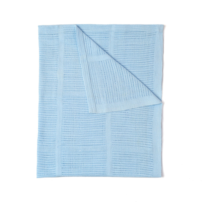 Blue Soft Cotton Cellular Pram Blanket | Cosy Baby Blankets | Nursery Bedding | Newborn, Baby and Toddler Essentials - Clair de Lune UK