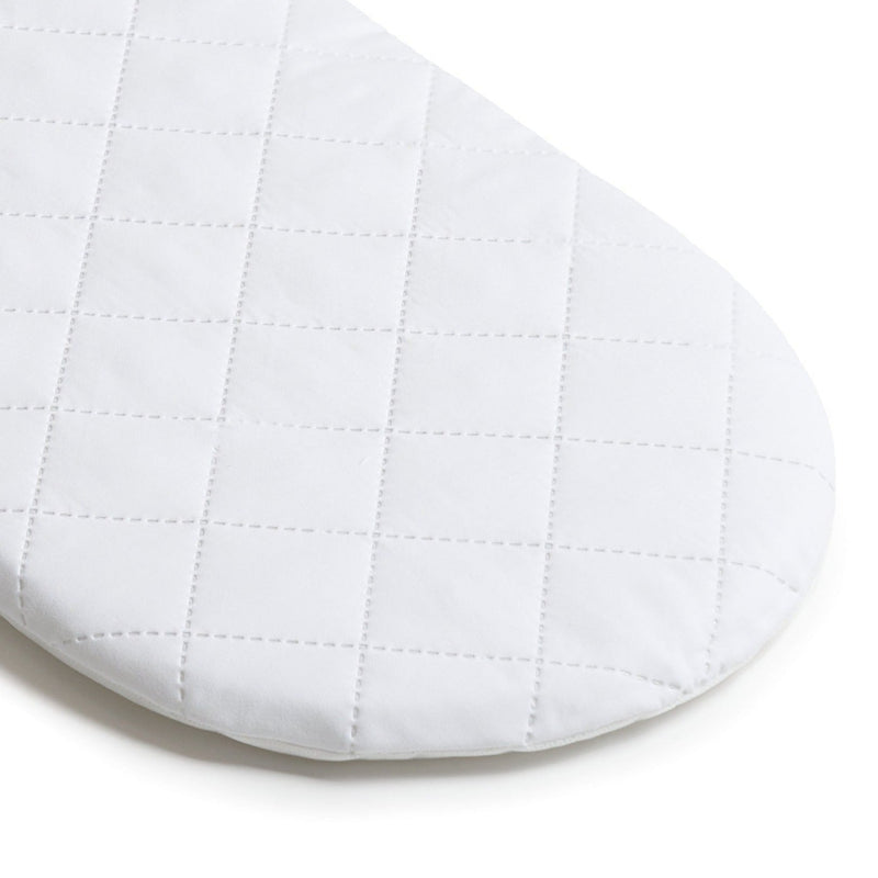 The quilted cover of the Quilted Noah Pod/ Palm Moses Basket Mattress (74 x 28 cm) | Moses Basket Mattresses | Newborn Bedding - Clair de Lune UK