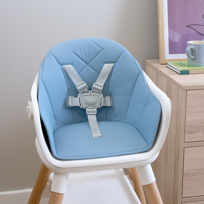 Blue 6in1 Eat & Play High Chair Seat Cushion on the cream and natural high chair | High Chair Accessories | Highchairs | Feeding & Weaning - Clair de Lune UK