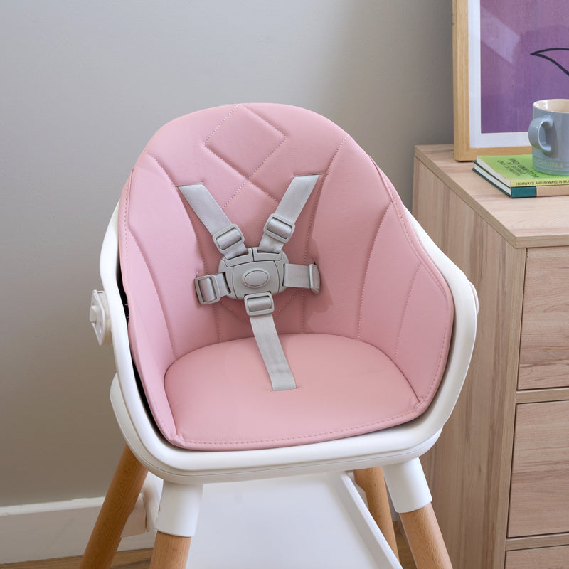 Pink 6in1 Eat & Play High Chair Seat Cushion on the cream and natural high chair | High Chair Accessories | Highchairs | Feeding & Weaning - Clair de Lune UK