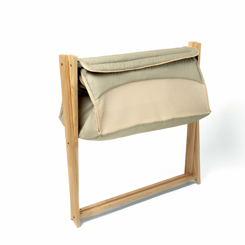 Folded Sage Green Organic Folding Crib | Bedside & Folding Cribs | Next To Me Cots & Newborn Baby Beds | Co-sleepers - Clair de Lune UK