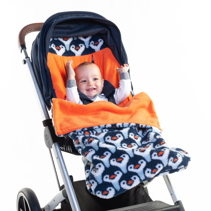 Happy baby in the Waddle Buggysnuggle Snuggle Sherpa™ Footmuff | Pushchair Cosytoes & Footmuffs | Travel Accessories - Clair de Lune UK