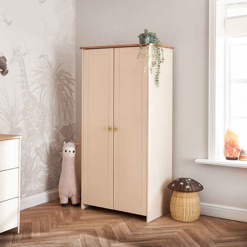 Cashmere Natural double wardrobe of the Cashmere Natural Obaby Evie Room Sets | Nursery Furniture Sets | Room Sets | Nursery Furniture - Clair de Lune UK