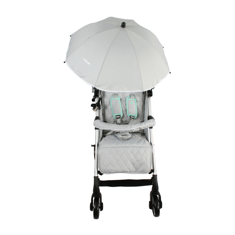Grey My Babiie Pushchair Parasol on a matching My Babiie pushchair | Parasols | Pushchair Accessories | Baby Travel & Accessories - Clair de Lune UK