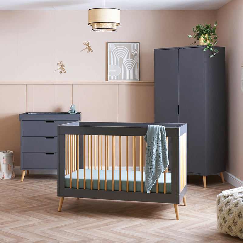 Scandi Slate Obaby Maya Mini 3 Piece Room Set | Nursery Furniture Sets | Room Sets | Nursery Furniture - Clair de Lune UK