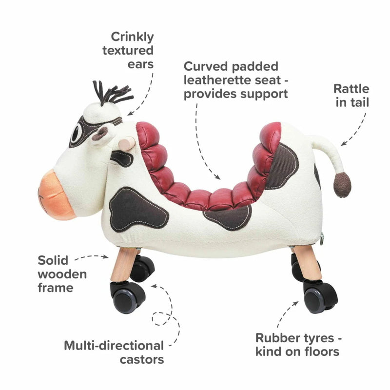 The sensory benefits and unique selling points of the Little Bird Told Me Moobert Cow Ride On Toy | Baby Walkers and Ride On Toys | Montessori Activities For Babies & Kids | Toys | Baby Shower, Birthday & Christmas Gifts - Clair de Lune UK 
