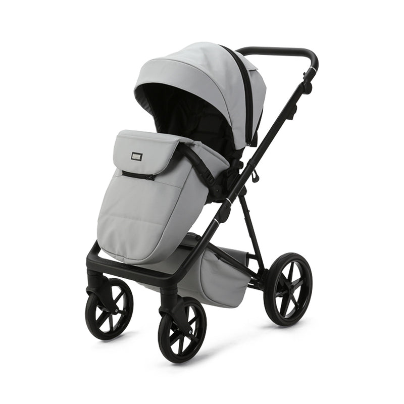 Stone Grey Mee-go 2in1 Milano Evo Premium Pushchair (With Carrycot) coming up with a matching cosy baby footmuff | Pushchairs and Travel Systems | Baby & Kid Travel - Clair de Lune UK