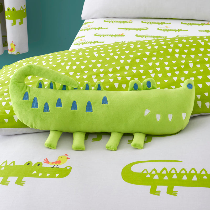 Cosatto Crocodile Green Shaped Cushion in a green crocodile themed nursery room | Nursery Decorations | Nursery Furniture - Clair de Lune UK