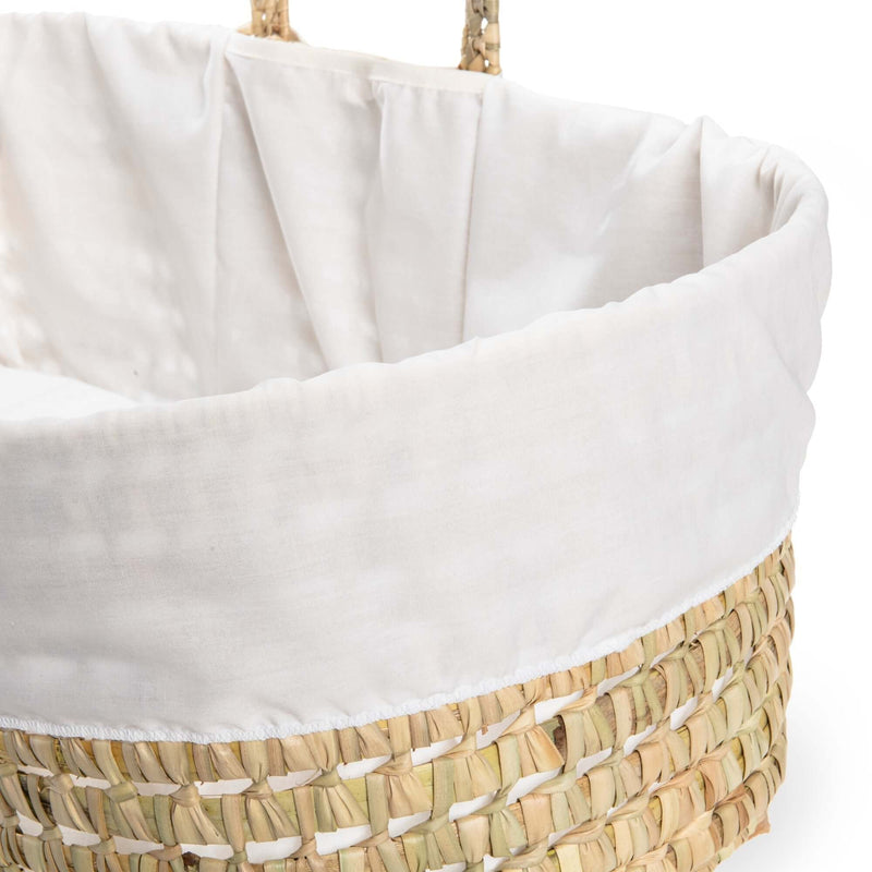 Cream Scandi Palm Moses Basket showing the breathable cotton fabrics | Moses Baskets | Co-sleepers | Nursery Furniture - Clair de Lune UK