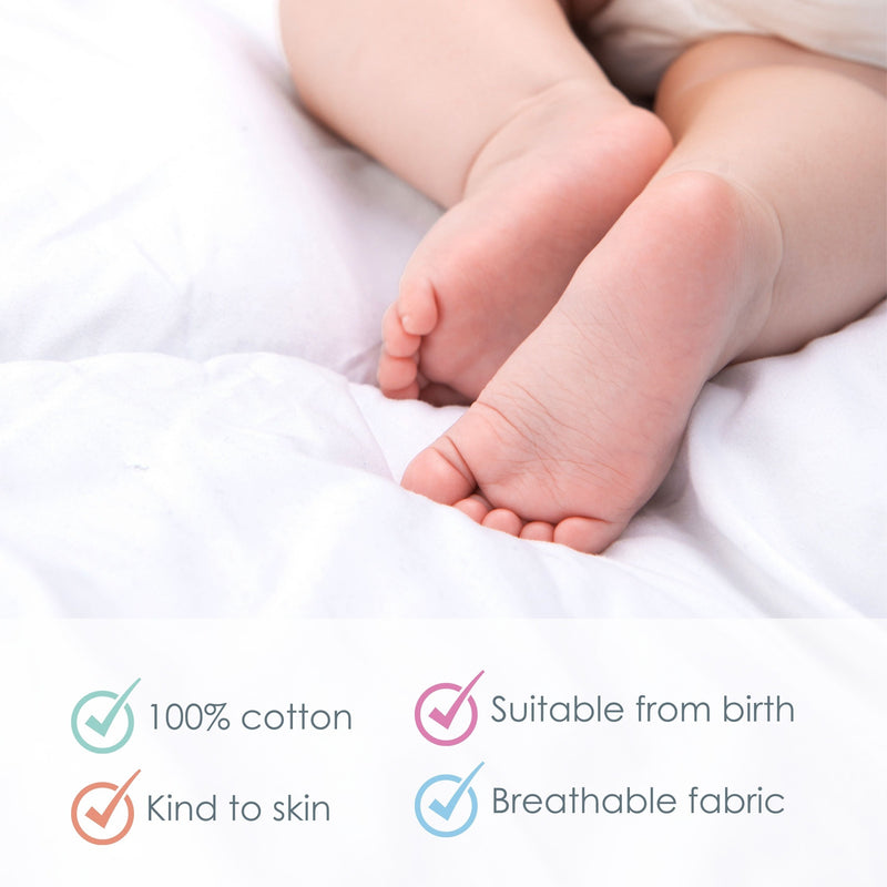  All unique selling points of the 2 Pack White Fitted Cotton Cot Bed Sheets - 140 x 70 cm | Soft Baby Sheets | Cot, Cot Bed, Pram, Crib & Moses Basket Bedding - Clair de Lune UK