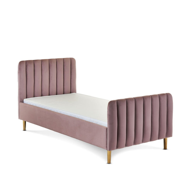 Blush Pink Obaby Gatsby Velvet Single Bed | Cots, Cot Beds, Toddler & Kid Beds | Nursery Furniture - Clair de Lune UK