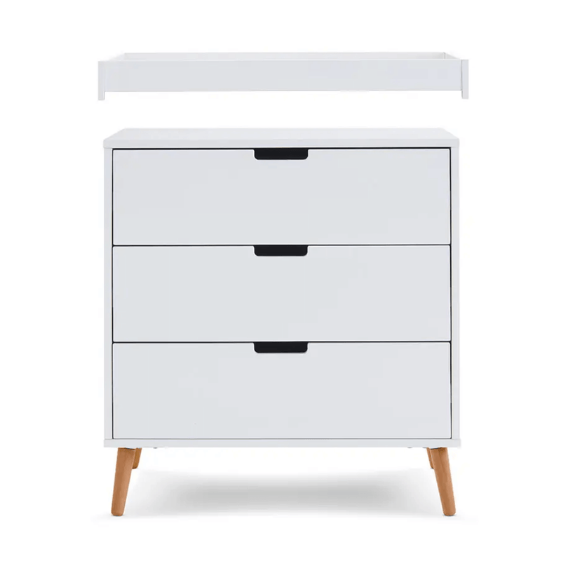 The white changer of the White Obaby Maya Mini 3 Piece Room Set with a removable top | Nursery Furniture Sets | Room Sets | Nursery Furniture - Clair de Lune UK