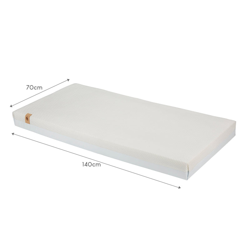 The dimensions of the CuddleCo Signature Hypoallergenic Bamboo Pocket Sprung Cot Bed Mattress | Baby & Toddler Mattresses | Bedding | Nursery Furniture - Clair de Lune UK