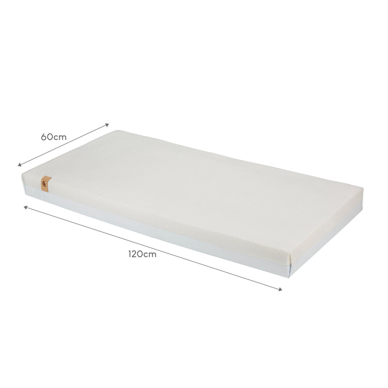 The dimensions of the CuddleCo Signature Hypoallergenic Bamboo Pocket Sprung Cot Mattress | Baby & Toddler Mattresses | Bedding | Nursery Furniture - Clair de Lune UK