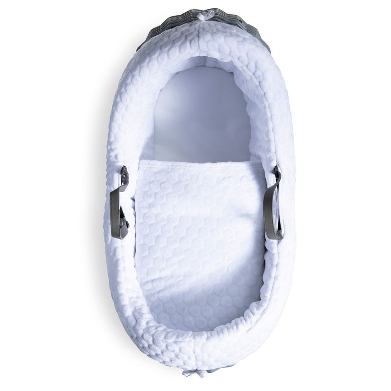 The bedding set of the White Marshmallow Grey Wicker Noah Pod® | Bassinets | Nursery Furniture - Clair de Lune UK