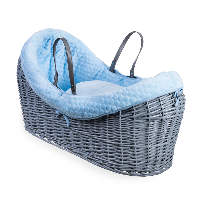 Blue Marshmallow Grey Wicker Noah Pod® | Bassinets | Nursery Furniture - Clair de Lune UK