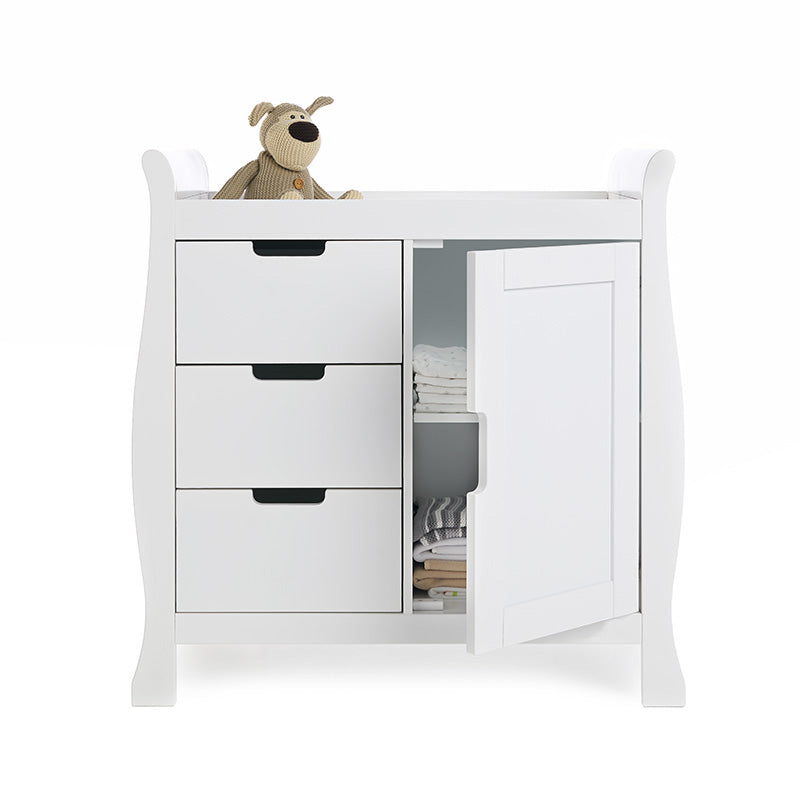 The changing unit of the white Obaby Stamford Mini Sleigh Cot & Changing Unit | Nursery Furniture Sets | Room Sets | Nursery Furniture - Clair de Lune UK